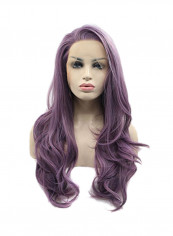 Long Wavy Synthetic Lace Front Glueless Wig Purple
