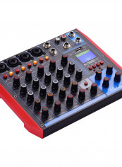 AG-6 Portable 6-Channel Mixing Console Digital Audio Mixer + 48V Phantom Power Supports BT/USB/MP3 Connection