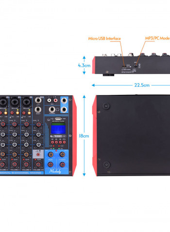 AG-6 Portable 6-Channel Mixing Console Digital Audio Mixer + 48V Phantom Power Supports BT/USB/MP3 Connection