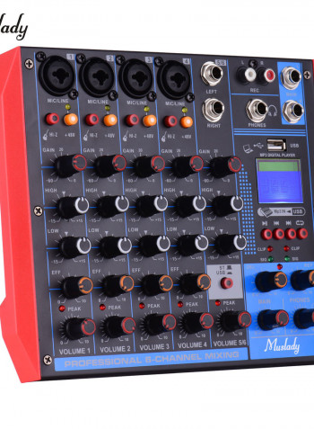 AG-6 Portable 6-Channel Mixing Console Digital Audio Mixer + 48V Phantom Power Supports BT/USB/MP3 Connection