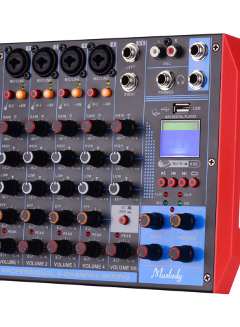 AG-6 Portable 6-Channel Mixing Console Digital Audio Mixer + 48V Phantom Power Supports BT/USB/MP3 Connection