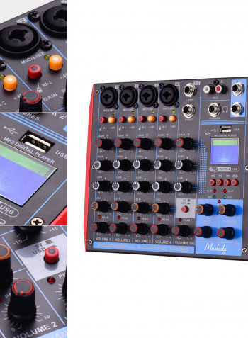 AG-6 Portable 6-Channel Mixing Console Digital Audio Mixer + 48V Phantom Power Supports BT/USB/MP3 Connection