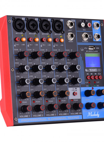 AG-6 Portable 6-Channel Mixing Console Digital Audio Mixer + 48V Phantom Power Supports BT/USB/MP3 Connection