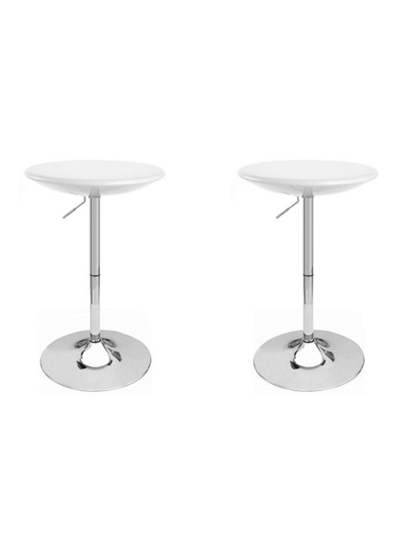 2-Piece Height Adjustable Table Set White/Silver
