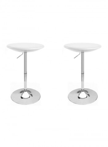 2-Piece Height Adjustable Table Set White/Silver