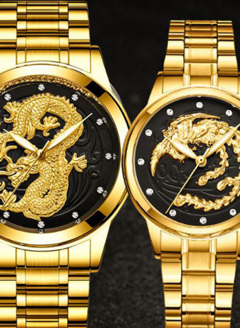 Dragon Pattern Stainless Steel Analog Watch 8425