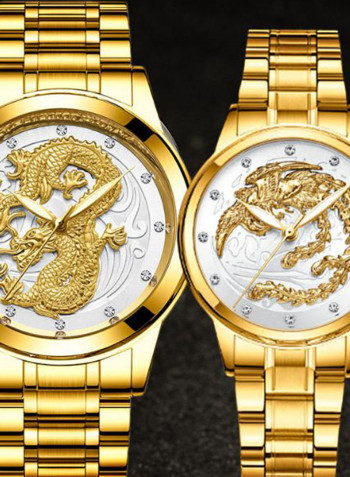 Dragon Pattern Stainless Steel Analog Watch 8426