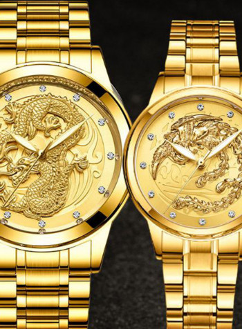 Dragon Pattern Stainless Steel Analog Watch 8427