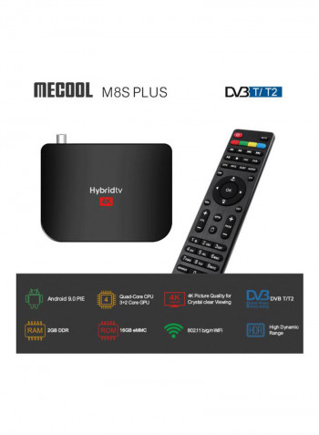 M8S Plus Android Smart TV Set-Top Box - UK Plug V7620UK Black
