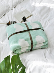 Cartoon Printed Sweet Hearts Pattern Blanket Cotton Green 130x160centimeter