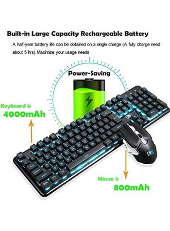 Wireless Rechargeable Backlit Keyboard And Mouse With Receiver