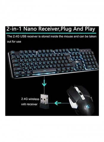 Wireless Rechargeable Backlit Keyboard And Mouse With Receiver