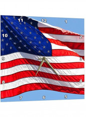 American Flag Printed Analog Wall Clock Multicolour 15x15x0.1inch