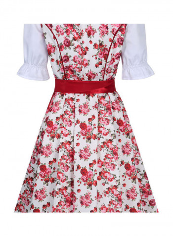 Classic Lace Dress Red/White
