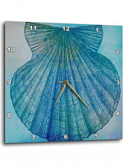 Shell Printed Analog Wall Clock Blue 15x15x0.1inch