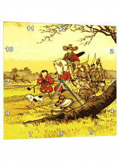 A Japanese Painting Samurai On A Horse  Wall Clock Multicolour 15x15inch