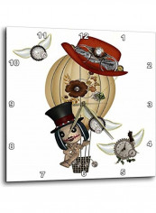Gothic Laveau Hot Air Balloon Steampunk Art Wall Clock Multicolour 15x15inch