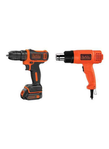 Ultra Compact Drill Driver With Heat Gun Orange 35centimeter