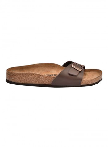 Madrid Buckle Strap Flat Sandals Dark Brown