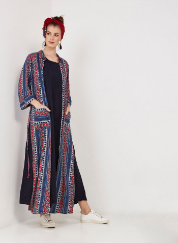 Mixed Geometric Print Inspired Jalabiya IT-8316 Multicolour