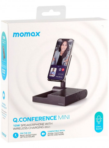 Q.Conference Mini Rechargeable Speakerphone with Wireless Charger  Black