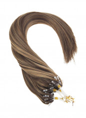 Silky Straight Micro Ring Loop Hair Extension Brown/Blonde 16inch