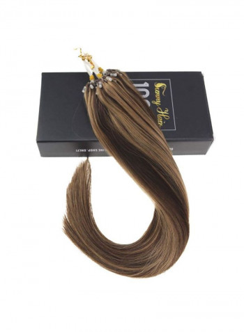 Silky Straight Micro Ring Loop Hair Extension Brown/Blonde 16inch