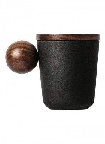 Wooden Handle Coffee Mug Black/Brown 300ml