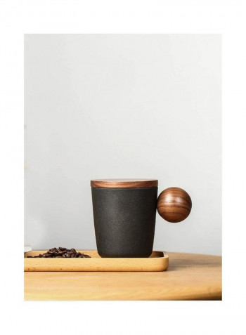 Wooden Handle Coffee Mug Black/Brown 300ml