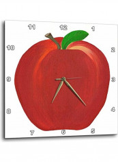 Apple Printed Analog Wall Clock Red/White 15x15x0.1inch