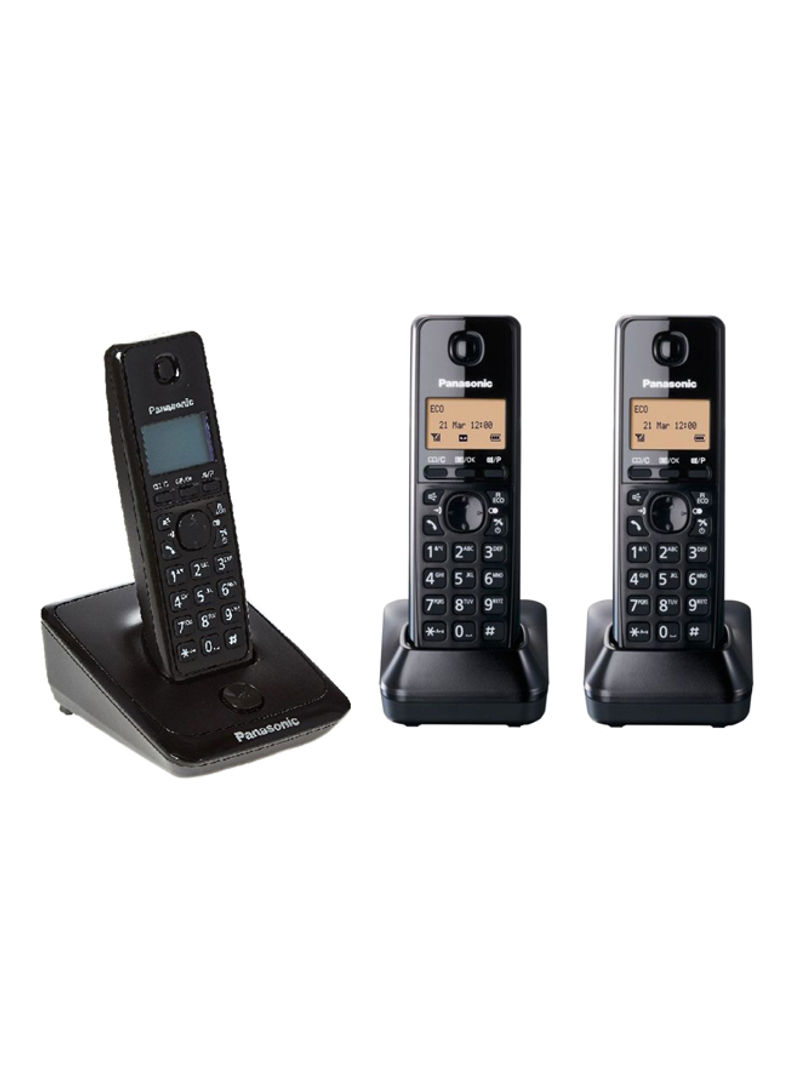 Digital Cordless Phone With 3 Headstes Black