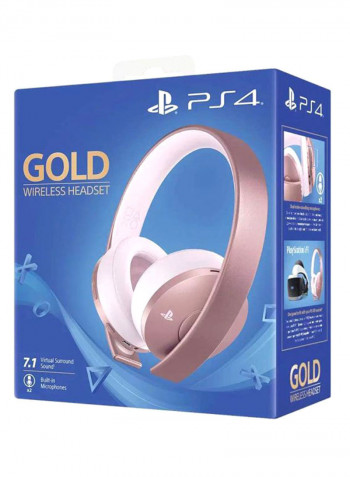 Gold Wireless Headset with Built-in Mic for Playstation 4 Rose Gold