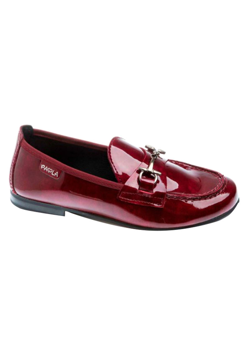 Moccasin Slip-On School Shoes Burgundy