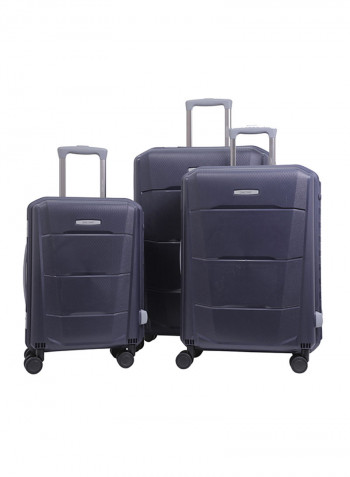 3-Piece Campio Hardside Luggage Trolley Set Blue