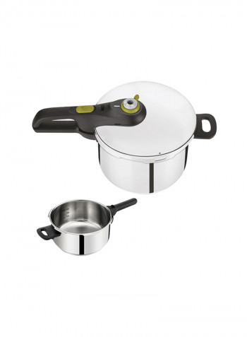 6 Liter + 4 Liter Secure 5 Pressure Cooker Combo Set Silver 6 Silver 6, 4L