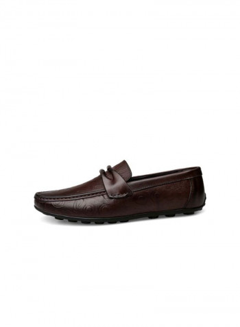 Leather Slip-On Loafers Brown