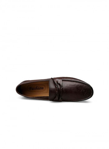 Leather Slip-On Loafers Brown
