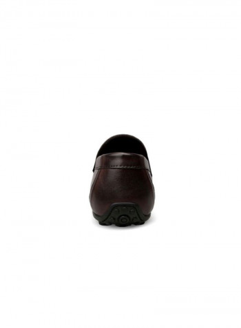 Leather Slip-On Loafers Brown