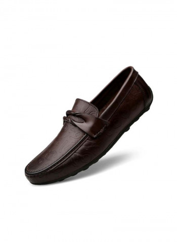 Leather Slip-On Loafers Brown