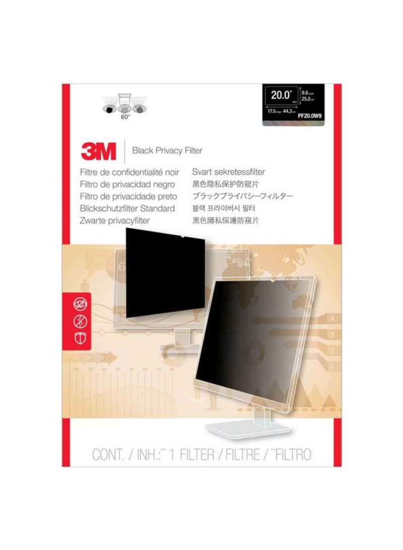 Privacy Filter Screen Protector For 20-Inch Widescreen Monitor Black
