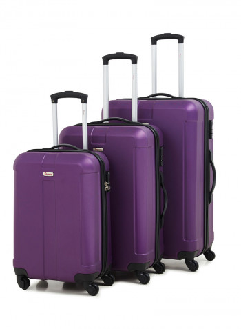 Hardside 3 Piece Luggage Trolley Set Purple