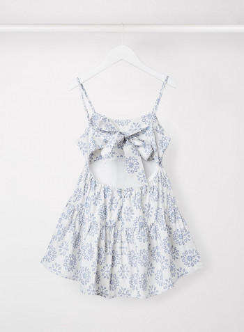 Kids/Teen Floral Print Tiered Dress Blue