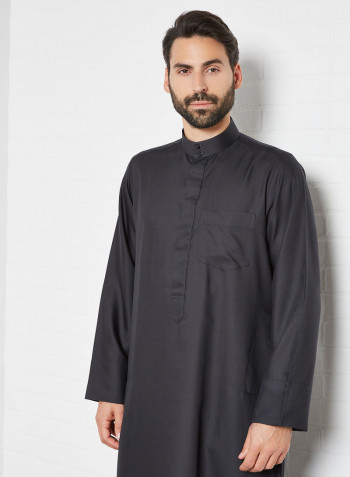 Premium Kuwaiti Kandora أسود