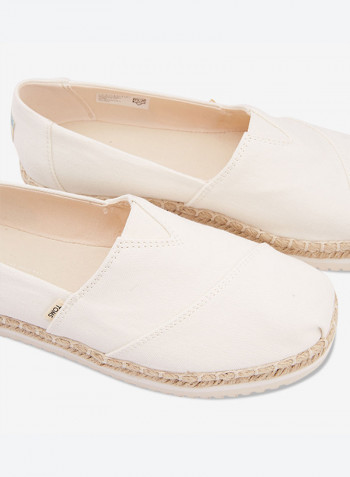 Rope Wrapped Platform Espadrilles White