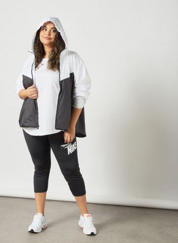 Plus Size Sportswear Windrunner Jacket أبيض/ أسود