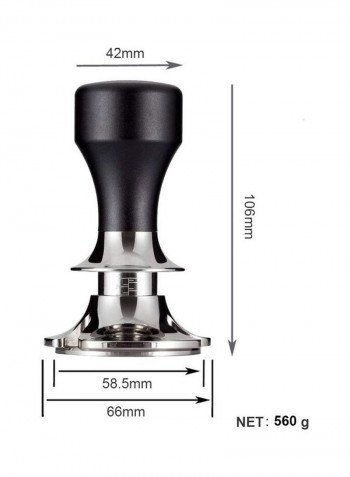 58.5mm Coffee Tamper with Handle Silver/Black