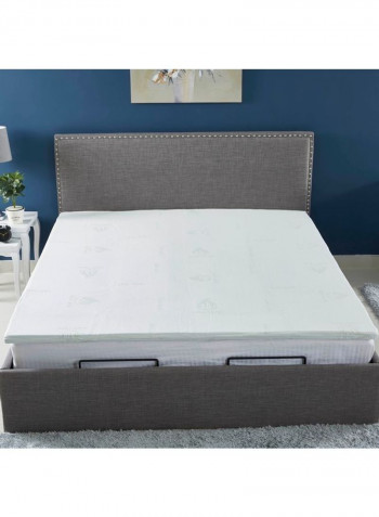 Aloe Vera Cool Gel Infused Memory Foam King Mattress Topper Polyester White 180cm