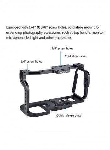 Camera Cage Stabilizer With Quick Release Mount Black