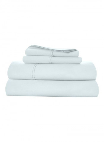 4-Piece Sateen Sheet Set White Queen