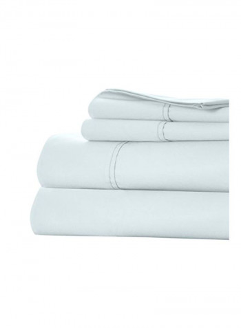 4-Piece Sateen Sheet Set White Queen